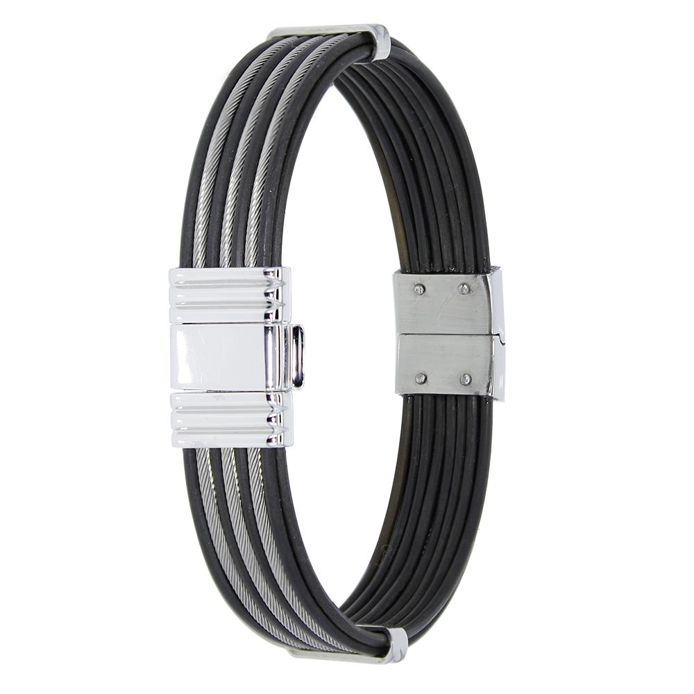 Een stalen armband Albanu met buffel haar 13mm breed